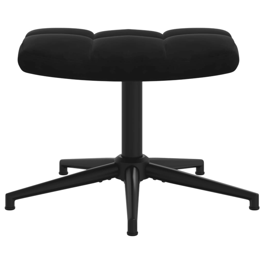 Chaise de relaxation avec tabouret Noir Velours Fauteuils vidaXL   