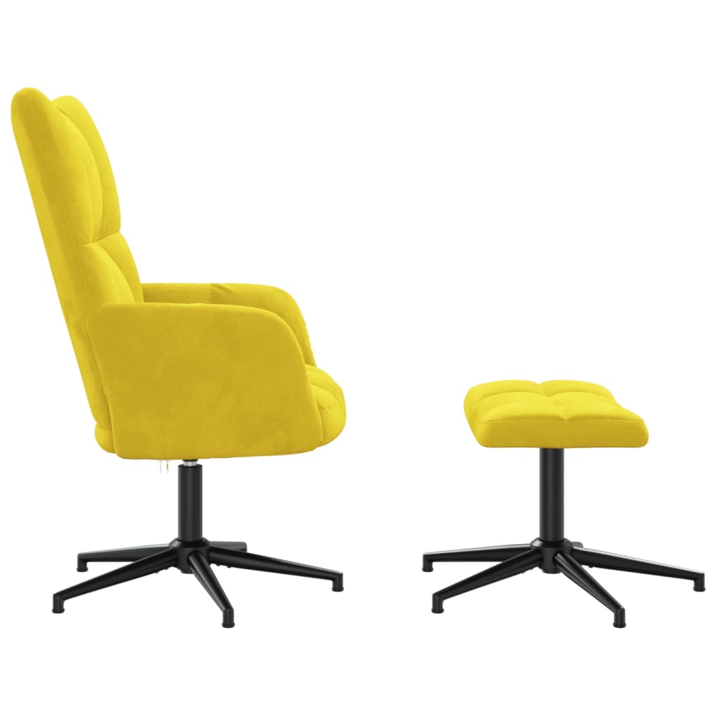 Chaise de relaxation avec tabouret Jaune moutarde Velours - Xios Store SNC