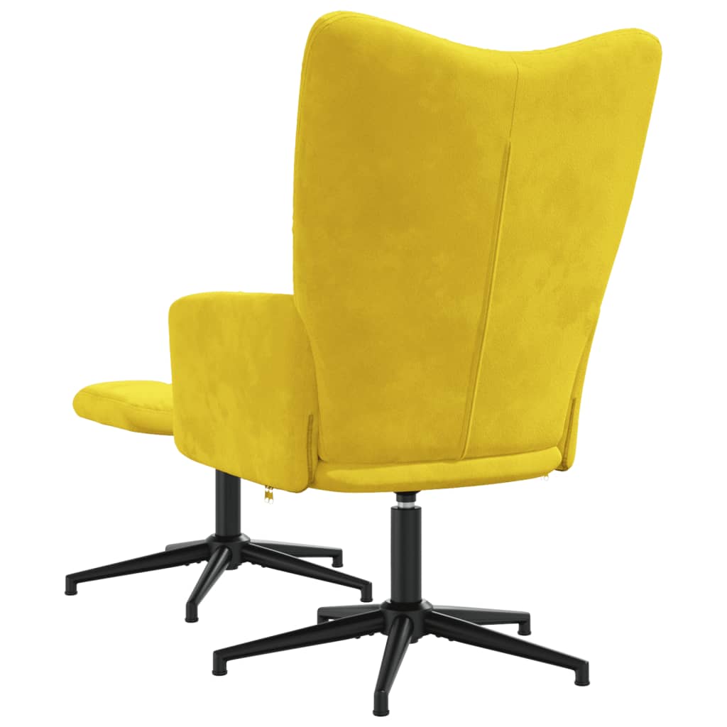 Chaise de relaxation avec tabouret Jaune moutarde Velours - Xios Store SNC