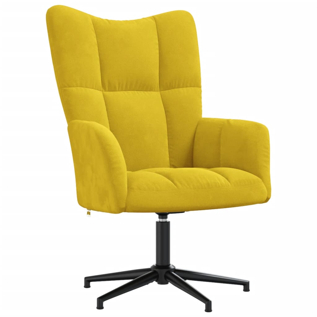 Chaise de relaxation avec tabouret Jaune moutarde Velours - Xios Store SNC