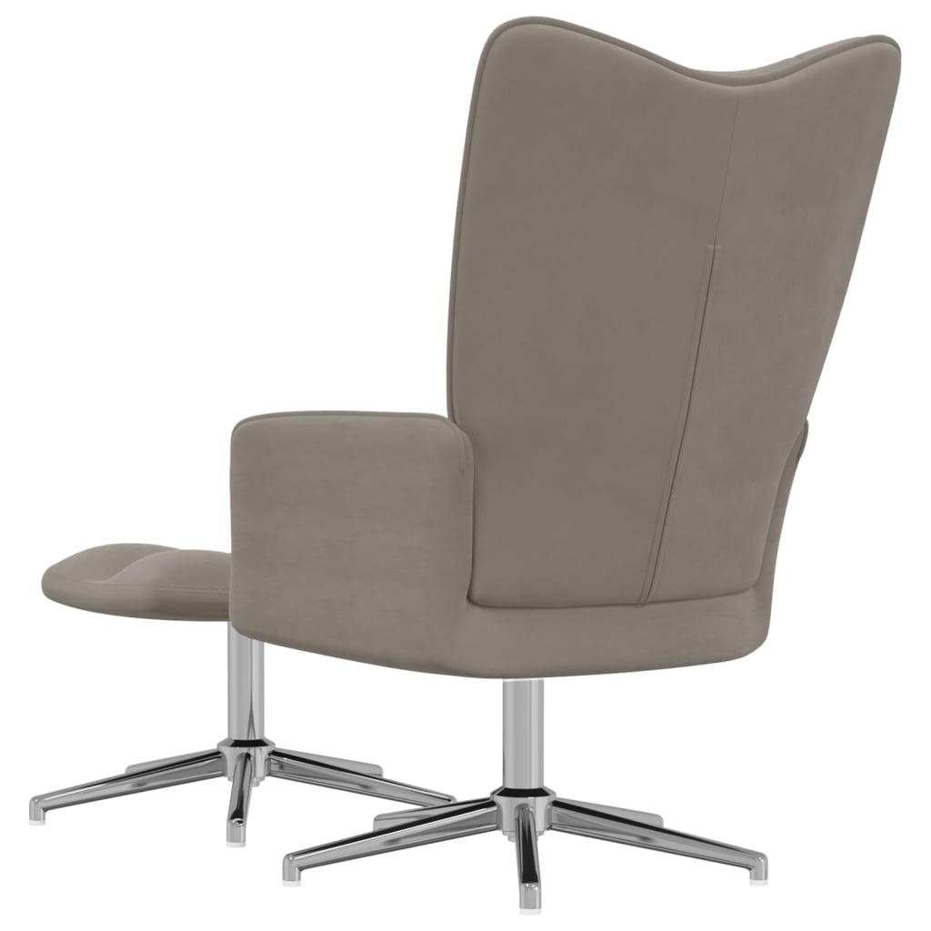 Chaise de relaxation avec tabouret Gris clair Velours Fauteuils vidaXL   