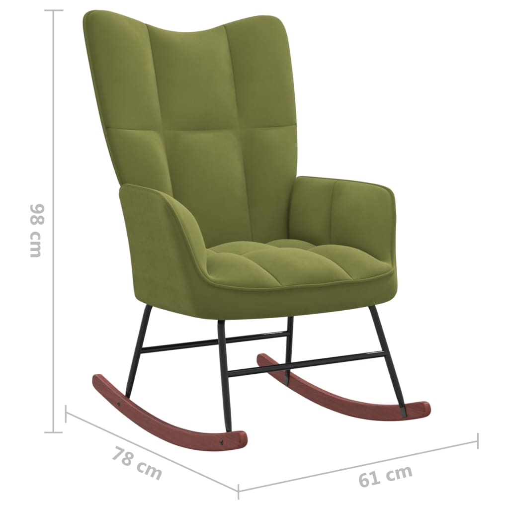 Chaise à bascule Vert clair Velours Fauteuils à bascule vidaXL   