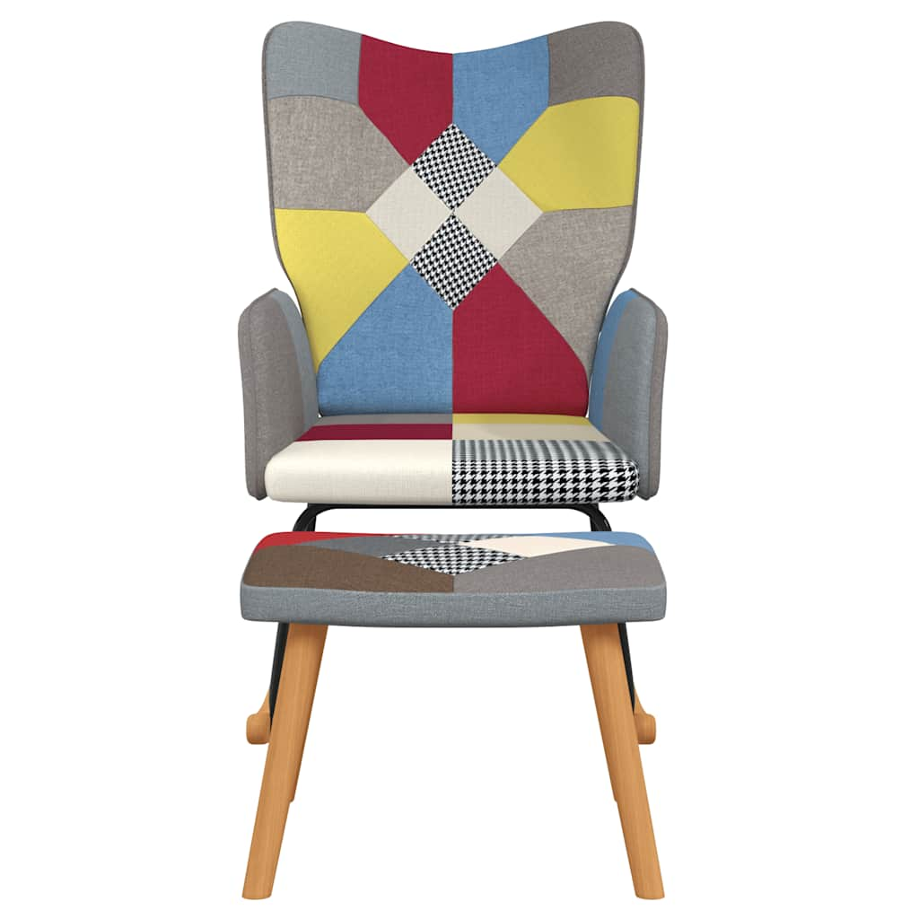 Chaise à bascule avec tabouret Patchwork Tissu Fauteuils à bascule vidaXL   