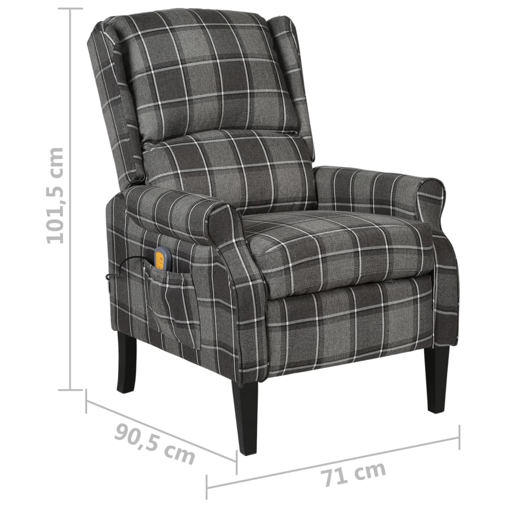 Fauteuil de massage inclinable Gris Tissu Fauteuils électriques vidaXL