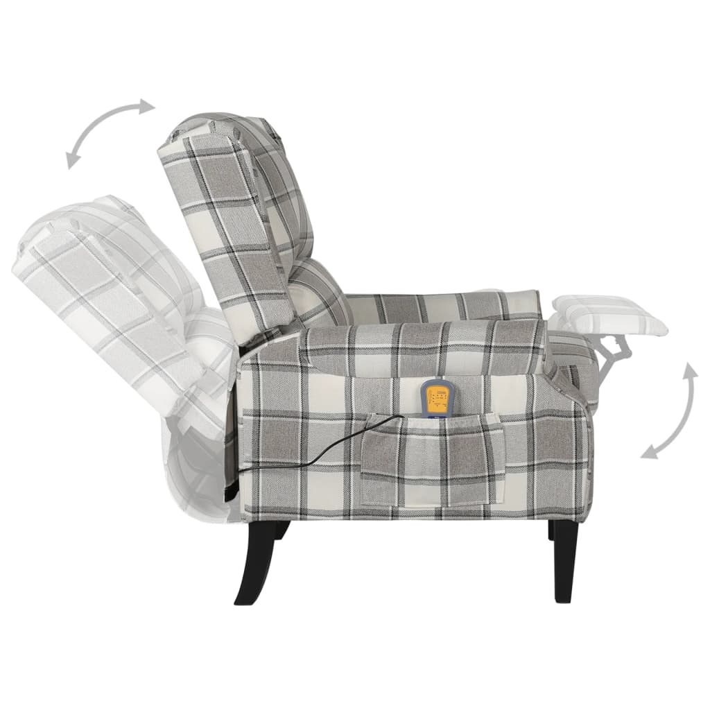 Fauteuil de massage inclinable Gris Tissu Fauteuils électriques vidaXL