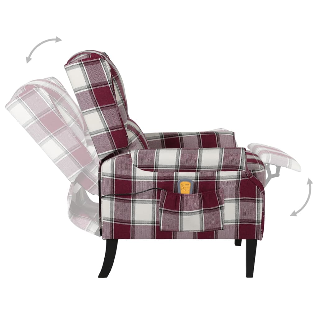 Fauteuil de massage inclinable Rouge Tissu Fauteuils électriques vidaXL