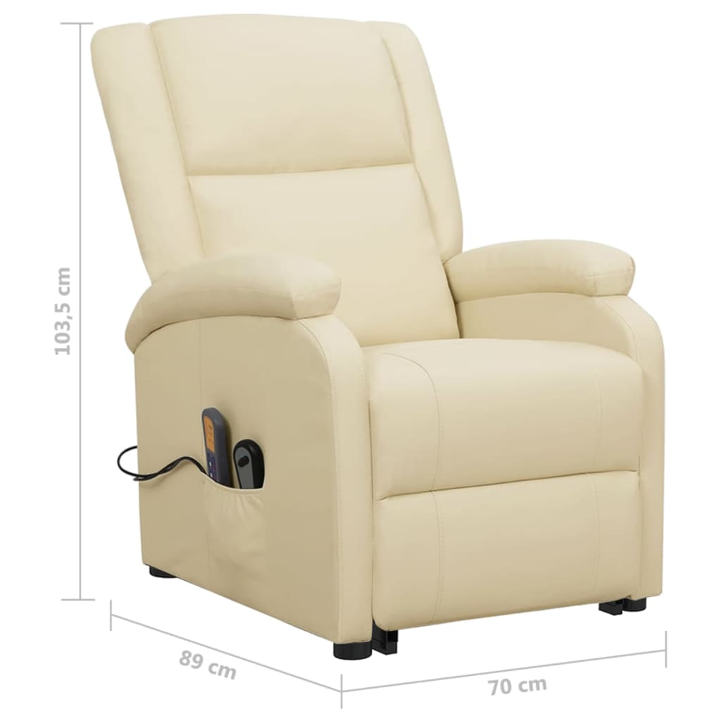 Fauteuil de massage Crème Similicuir Fauteuils électriques vidaXL   