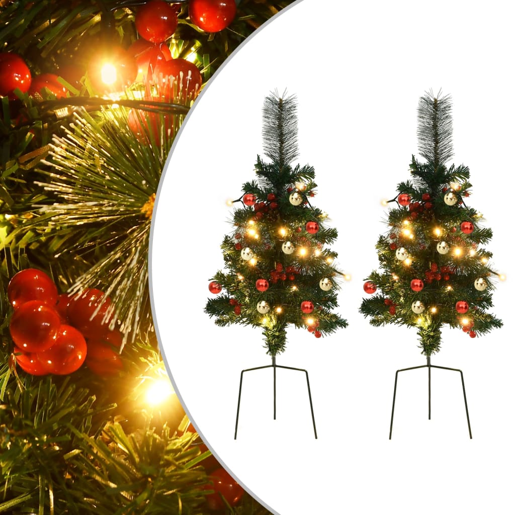 Arbre de Noël artificiel pré-éclairé d'allée 2 pcs 76 cm PVC - Xios Store SNC