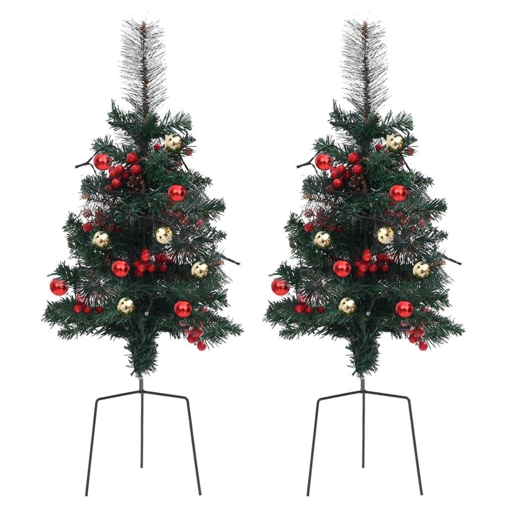 Arbre de Noël artificiel pré-éclairé d'allée 2 pcs 76 cm PVC - Xios Store SNC