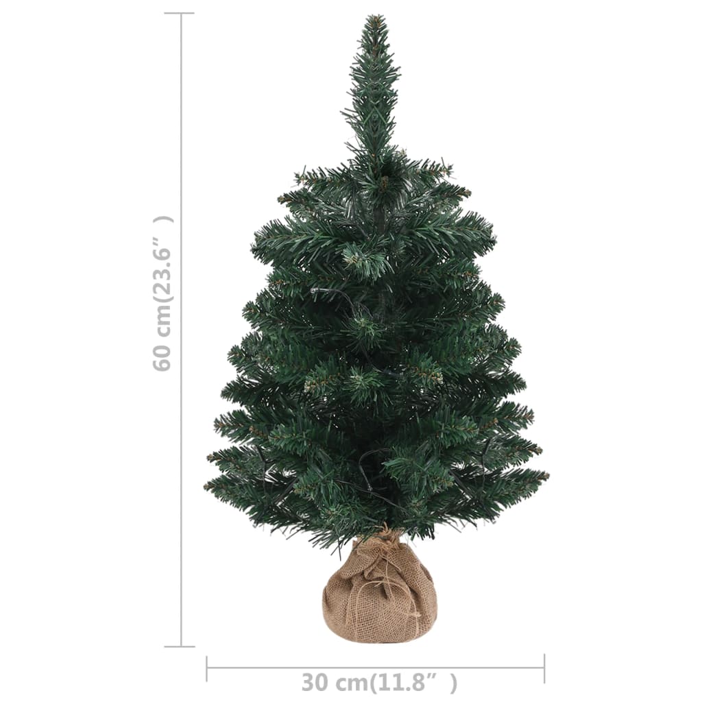 Sapin de Noël artificiel pré-éclairé et supports vert 60 cm PVC - Xios Store SNC