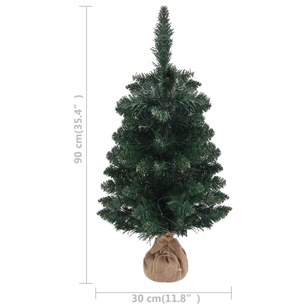 Sapin de Noël artificiel pré-éclairé et supports vert 90 cm PVC - Xios Store SNC