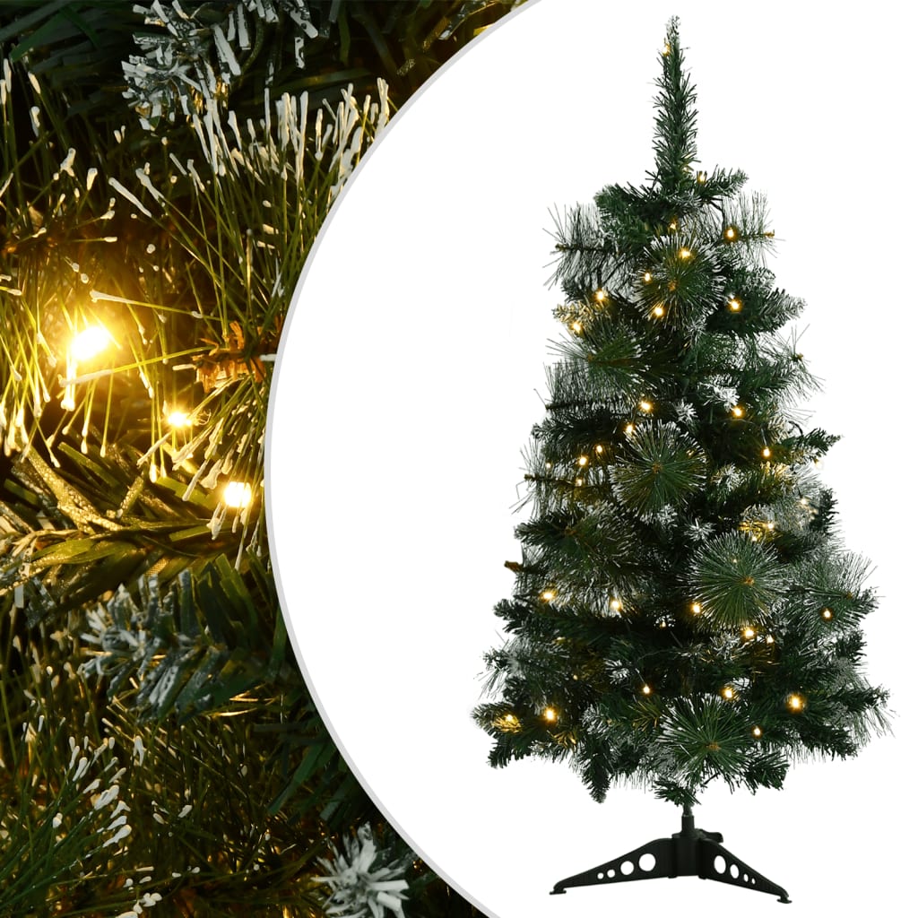 Sapin de Noël artificiel pré-éclairé et supports vert 90 cm PVC - Xios Store SNC