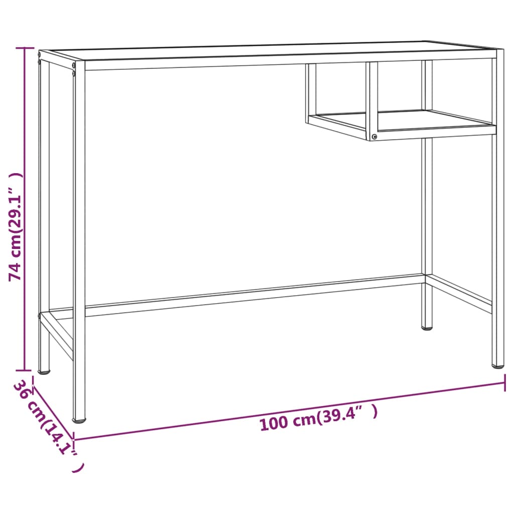 Bureau d'ordinateur Transparent 100x36x74 cm Verre trempé Bureaux vidaXL   