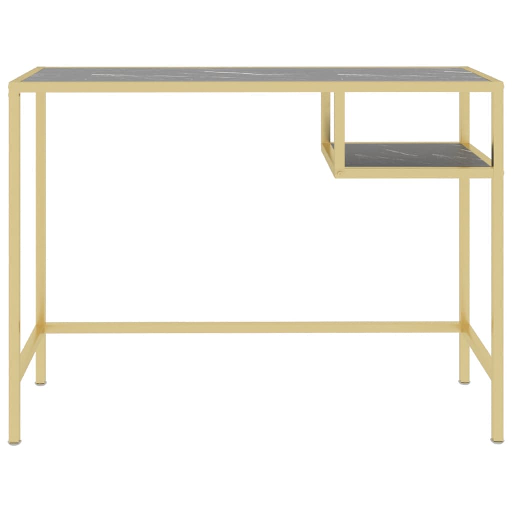 Bureau d'ordinateur Marbre noir 100x36x74 cm Verre trempé Bureaux vidaXL   