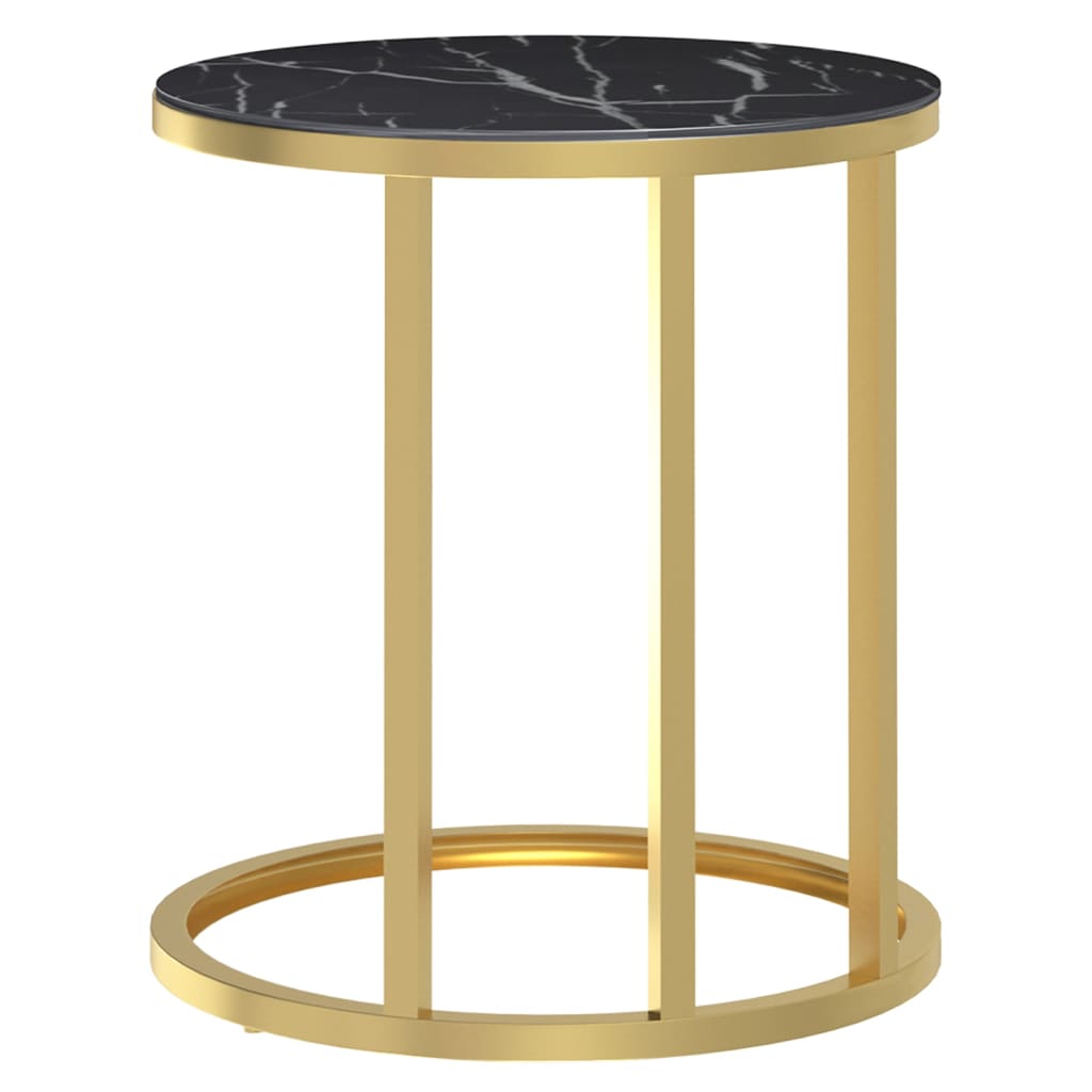 Table d'appoint Doré et marbre noir 45 cm Verre trempé Tables d'appoint vidaXL