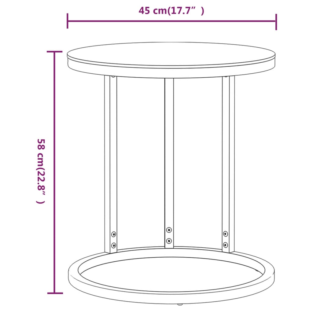 Table d'appoint Doré et marbre noir 45 cm Verre trempé Tables d'appoint vidaXL