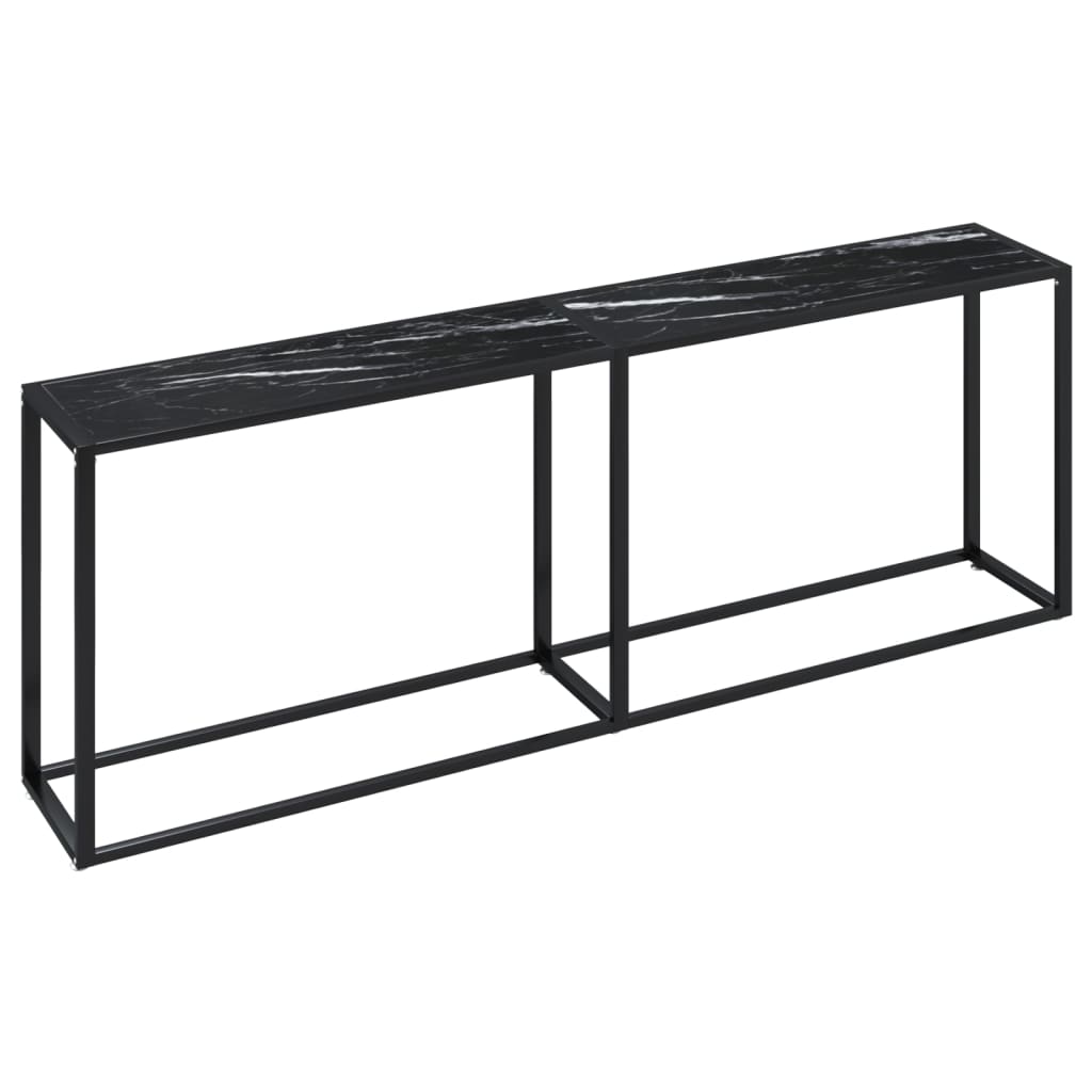 Table console Marbre noir 220x35x75,5 cm Verre trempé Tables d'appoint vidaXL