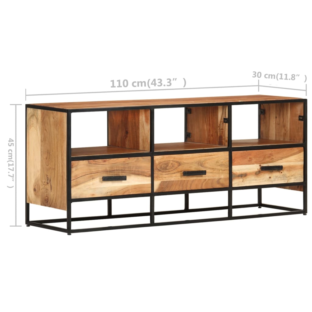 Meuble TV 110x30x45 cm Bois d'acacia massif Meubles TV vidaXL   