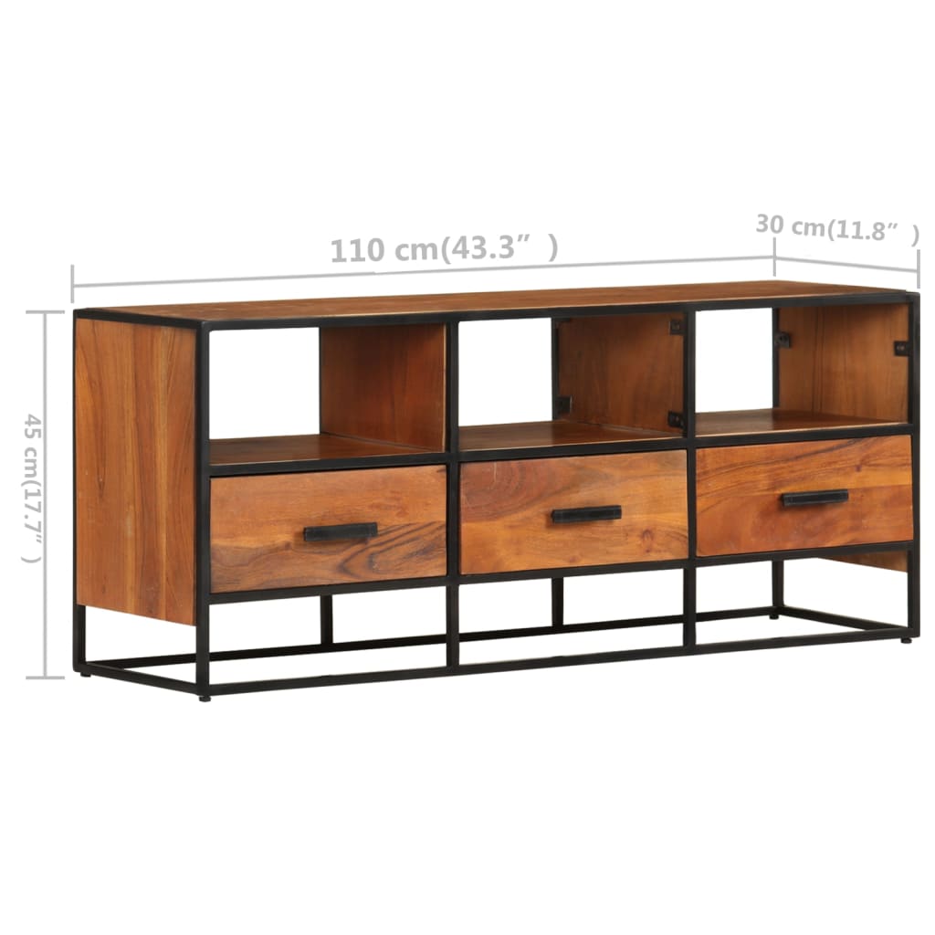 Meuble TV 110x30x45 cm Bois d'acacia massif Meubles TV vidaXL   