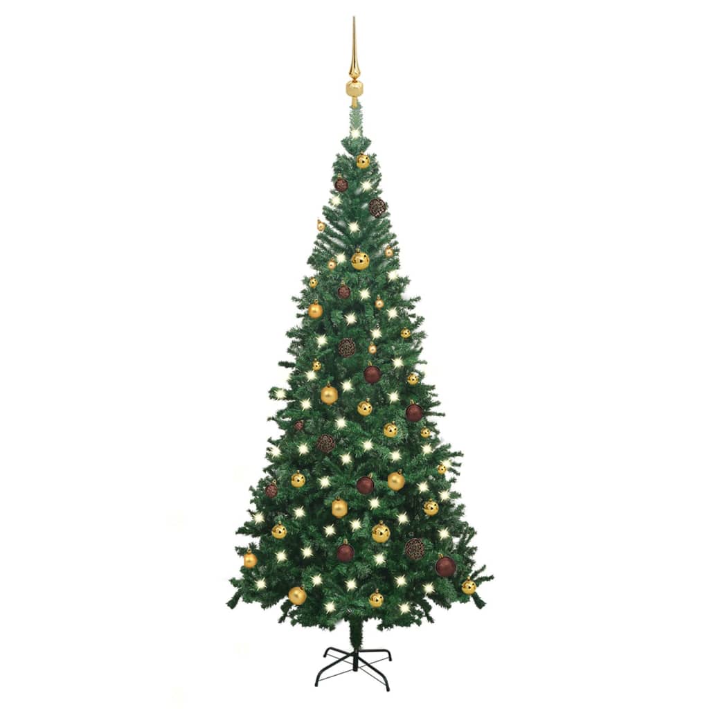 Arbre de Noël artificiel pré-éclairé et boules L 240 cm vert - Xios Store SNC