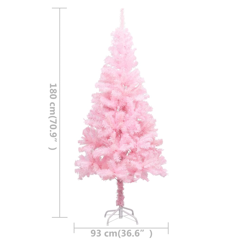 Arbre de Noël artificiel pré-éclairé et boules rose 180 cm PVC - Xios Store SNC