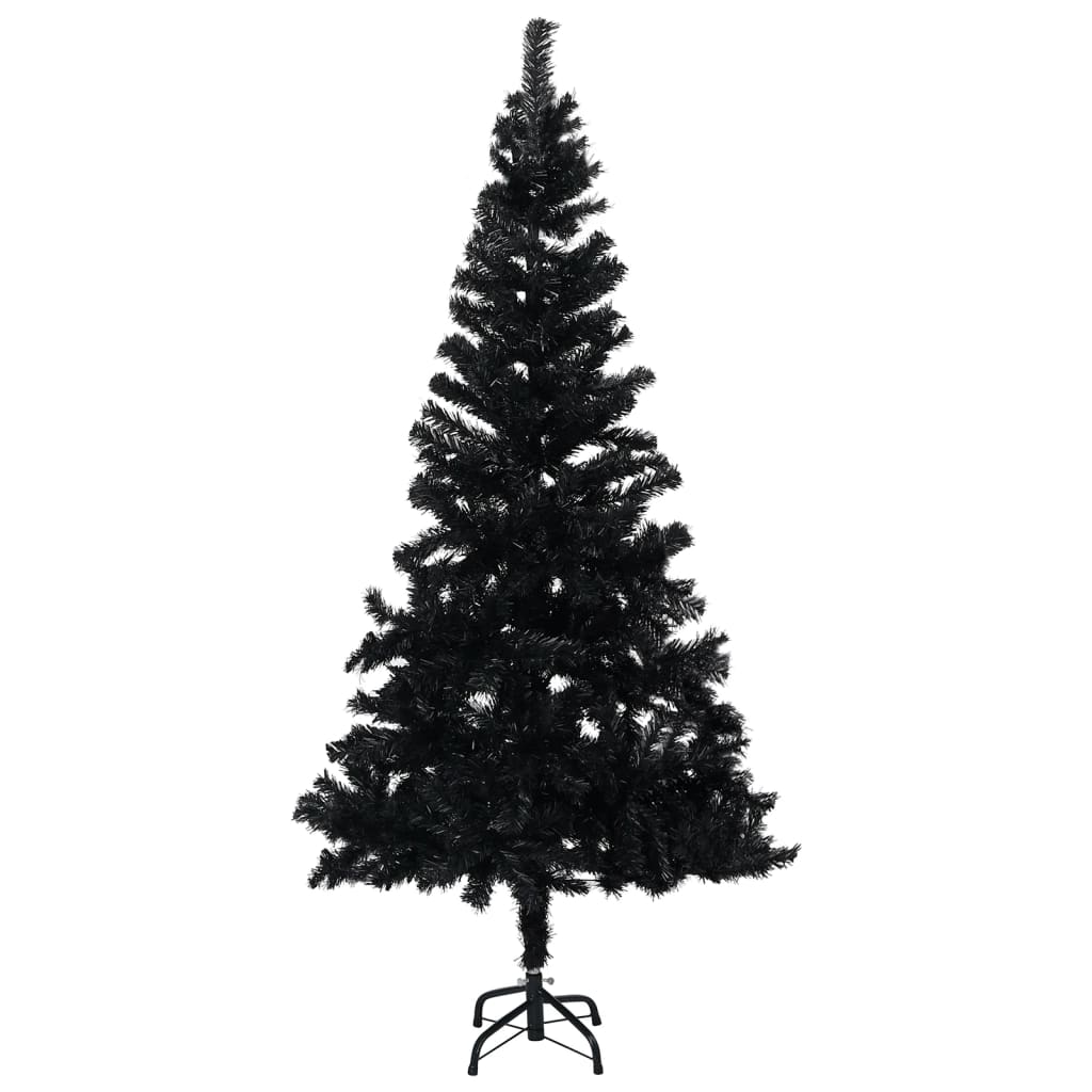 Arbre de Noël artificiel pré-éclairé et boules noir 150 cm PVC - Xios Store SNC