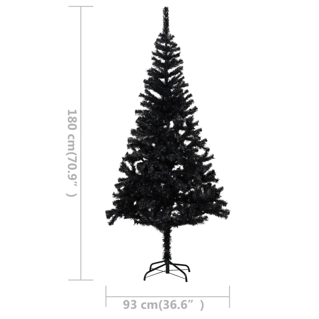 Arbre de Noël artificiel pré-éclairé et boules noir 180 cm PVC - Xios Store SNC