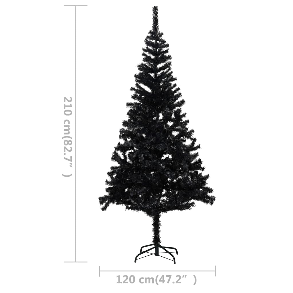 Arbre de Noël artificiel pré-éclairé et boules noir 210 cm PVC - Xios Store SNC