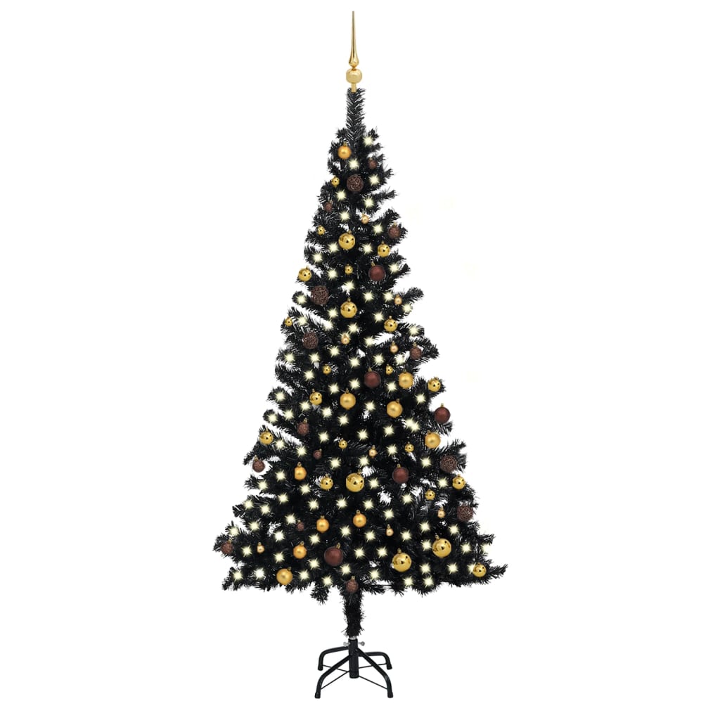 Arbre de Noël artificiel pré-éclairé et boules noir 240 cm PVC - Xios Store SNC