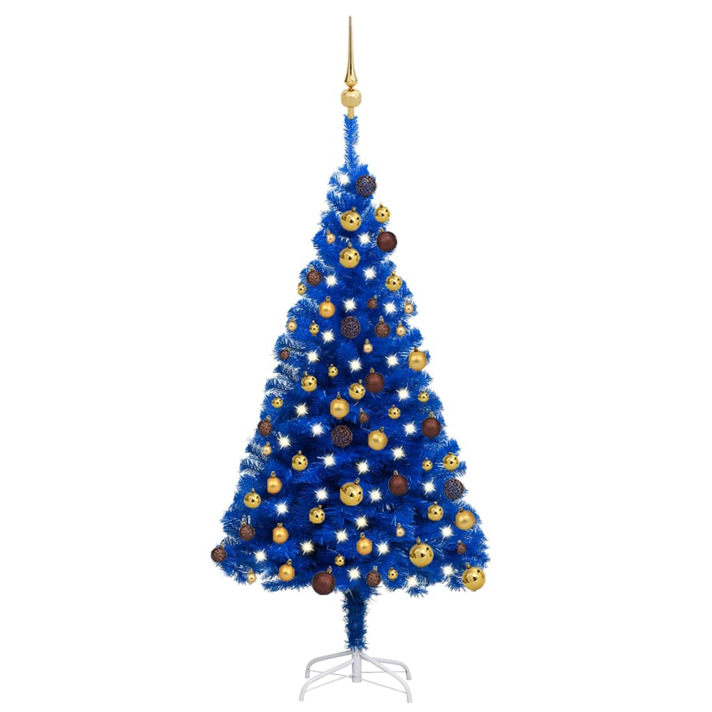 Arbre de Noël artificiel pré-éclairé et boules bleu 120 cm PVC - Xios Store SNC