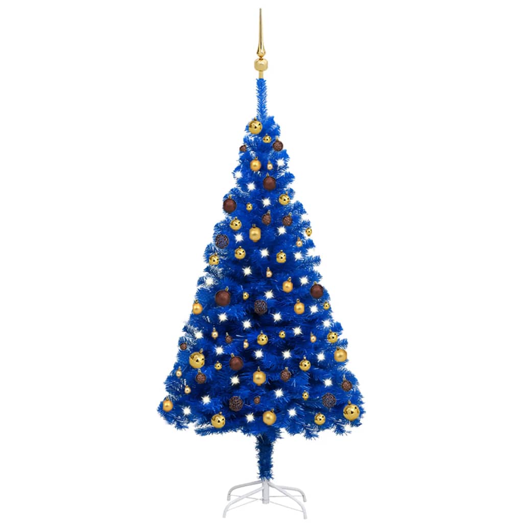 Arbre de Noël artificiel pré-éclairé et boules bleu 150 cm PVC - Xios Store SNC