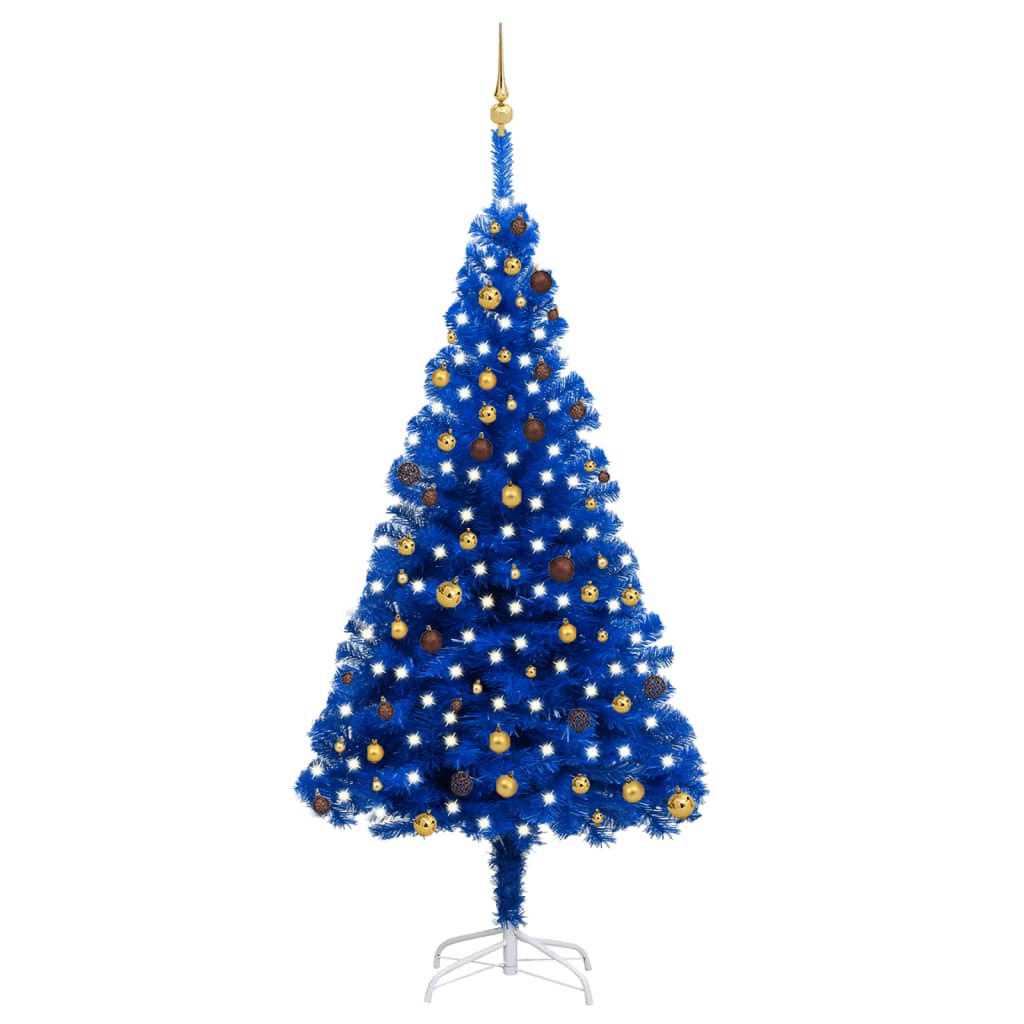 Arbre de Noël artificiel pré-éclairé et boules bleu 240 cm PVC - Xios Store SNC