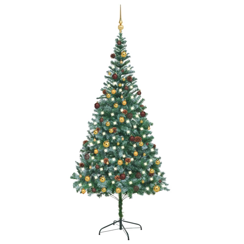 Arbre de Noël artificiel pré-éclairé/boules pommes de pin 210cm - Xios Store SNC