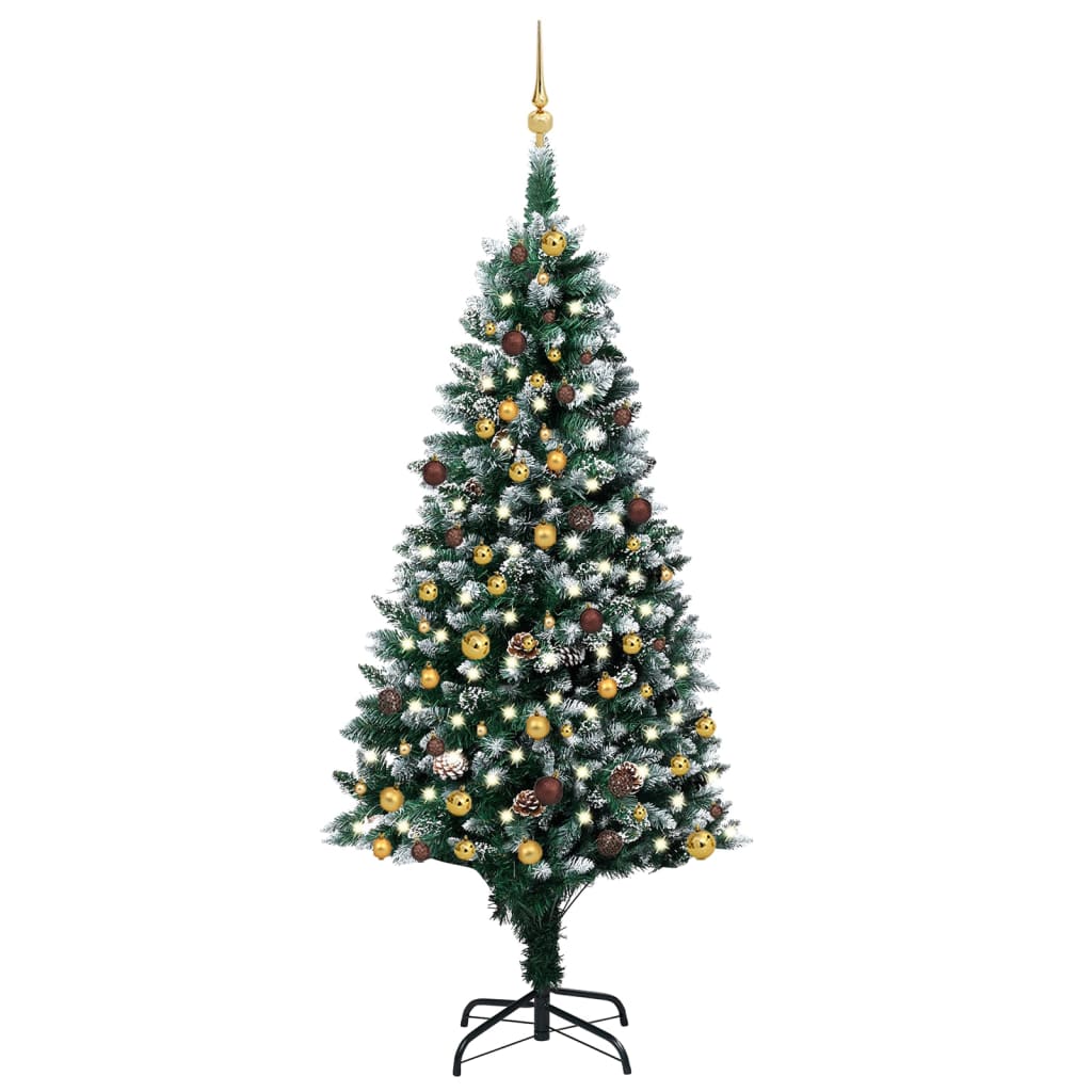 Arbre de Noël artificiel pré-éclairé/boules pommes de pin 210cm - Xios Store SNC