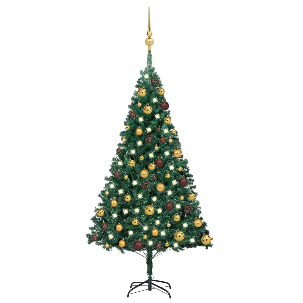 Arbre de Noël artificiel pré-éclairé et boules vert 120 cm PVC - Xios Store SNC