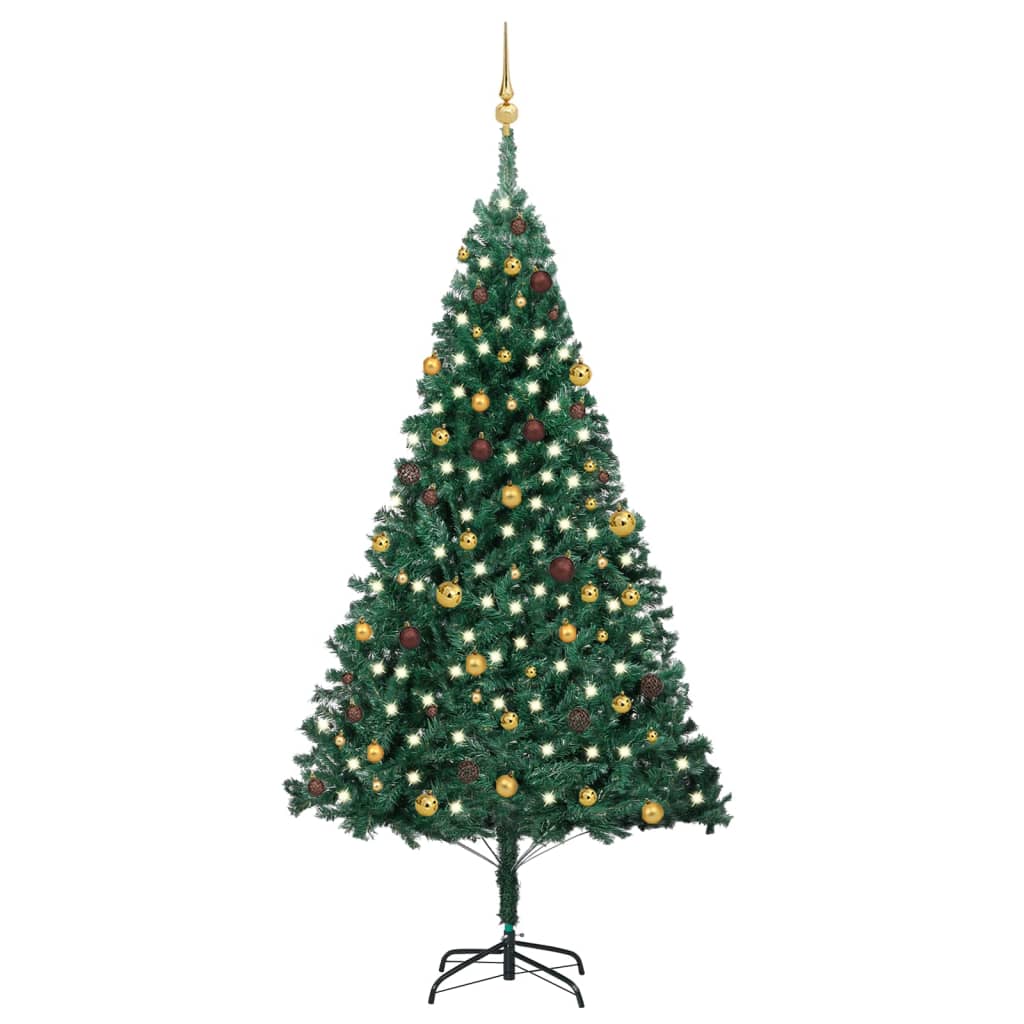 Arbre de Noël artificiel pré-éclairé et boules vert 240 cm - Xios Store SNC