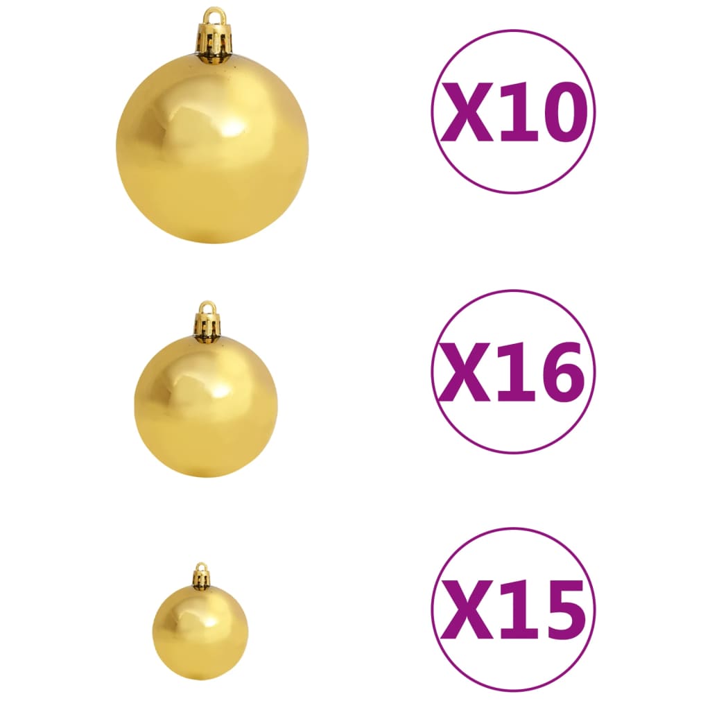 Arbre de Noël artificiel pré-éclairé et boules blanc 210 cm PVC - Xios Store SNC