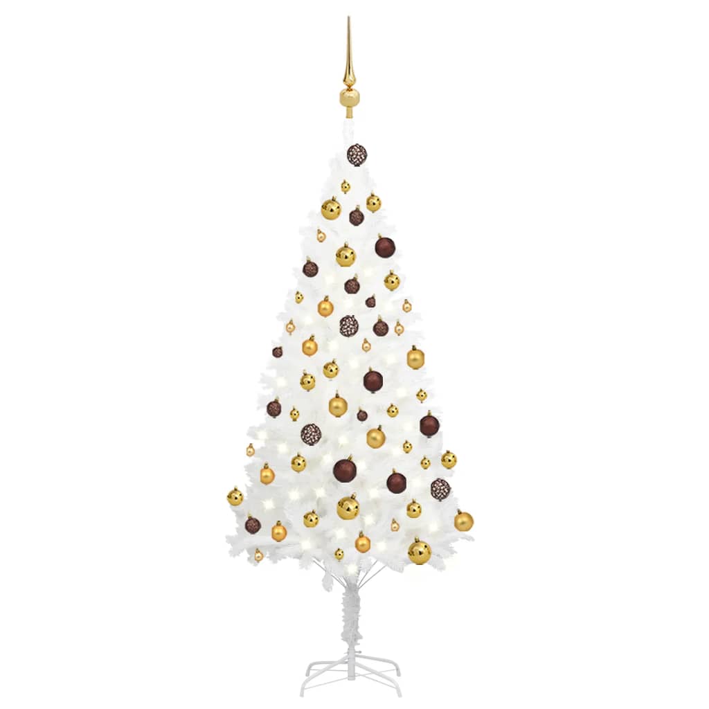 Arbre de Noël artificiel pré-éclairé et boules blanc 120 cm - Xios Store SNC