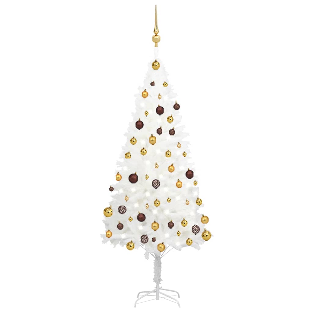 Arbre de Noël artificiel pré-éclairé et boules blanc 150 cm - Xios Store SNC