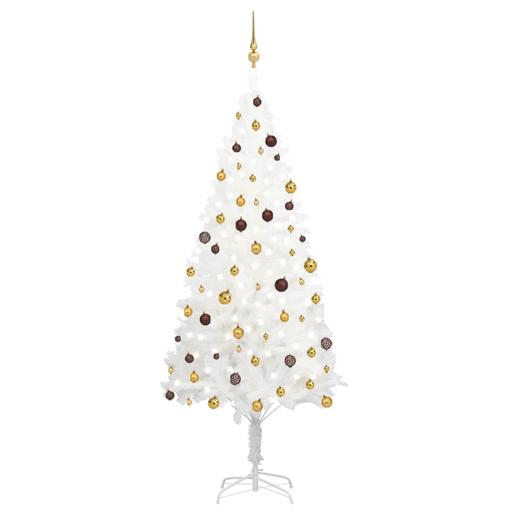 Arbre de Noël artificiel pré-éclairé et boules blanc 240 cm - Xios Store SNC