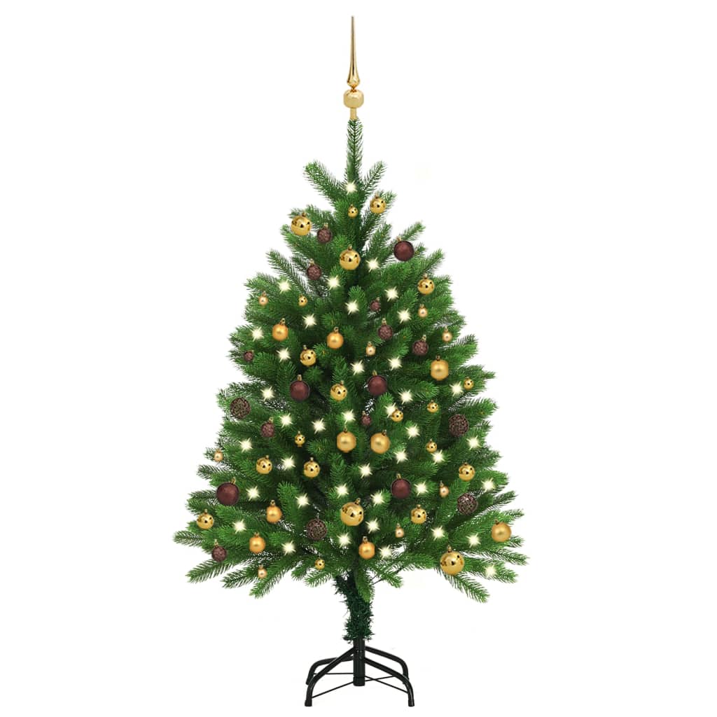 Arbre de Noël artificiel pré-éclairé et boules 120 cm vert - Xios Store SNC