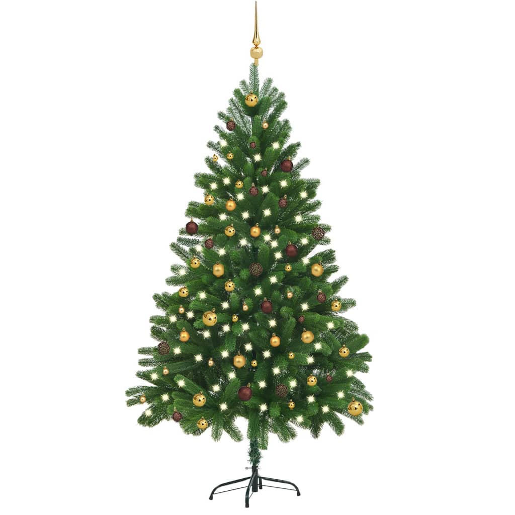 Arbre de Noël artificiel pré-éclairé et boules 210 cm vert - Xios Store SNC