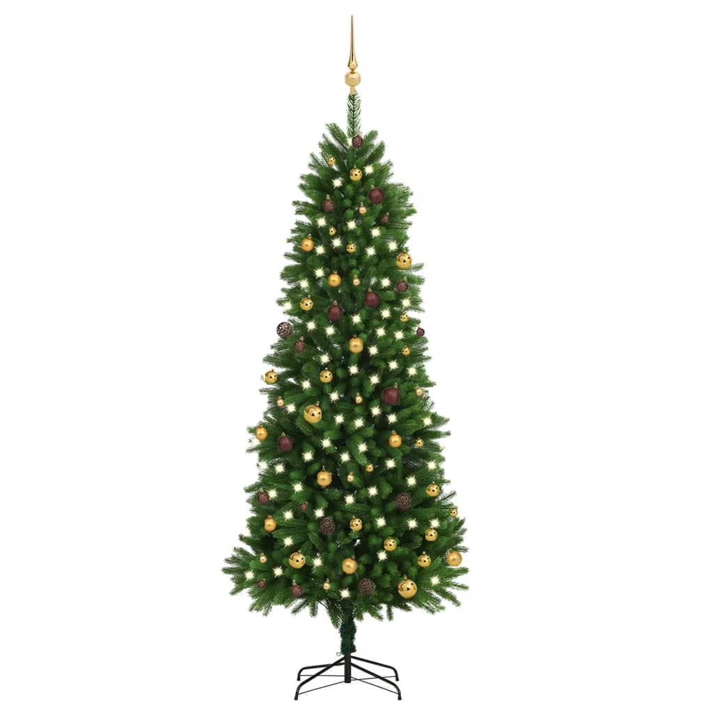 Arbre de Noël artificiel pré-éclairé et boules 240 cm vert - Xios Store SNC