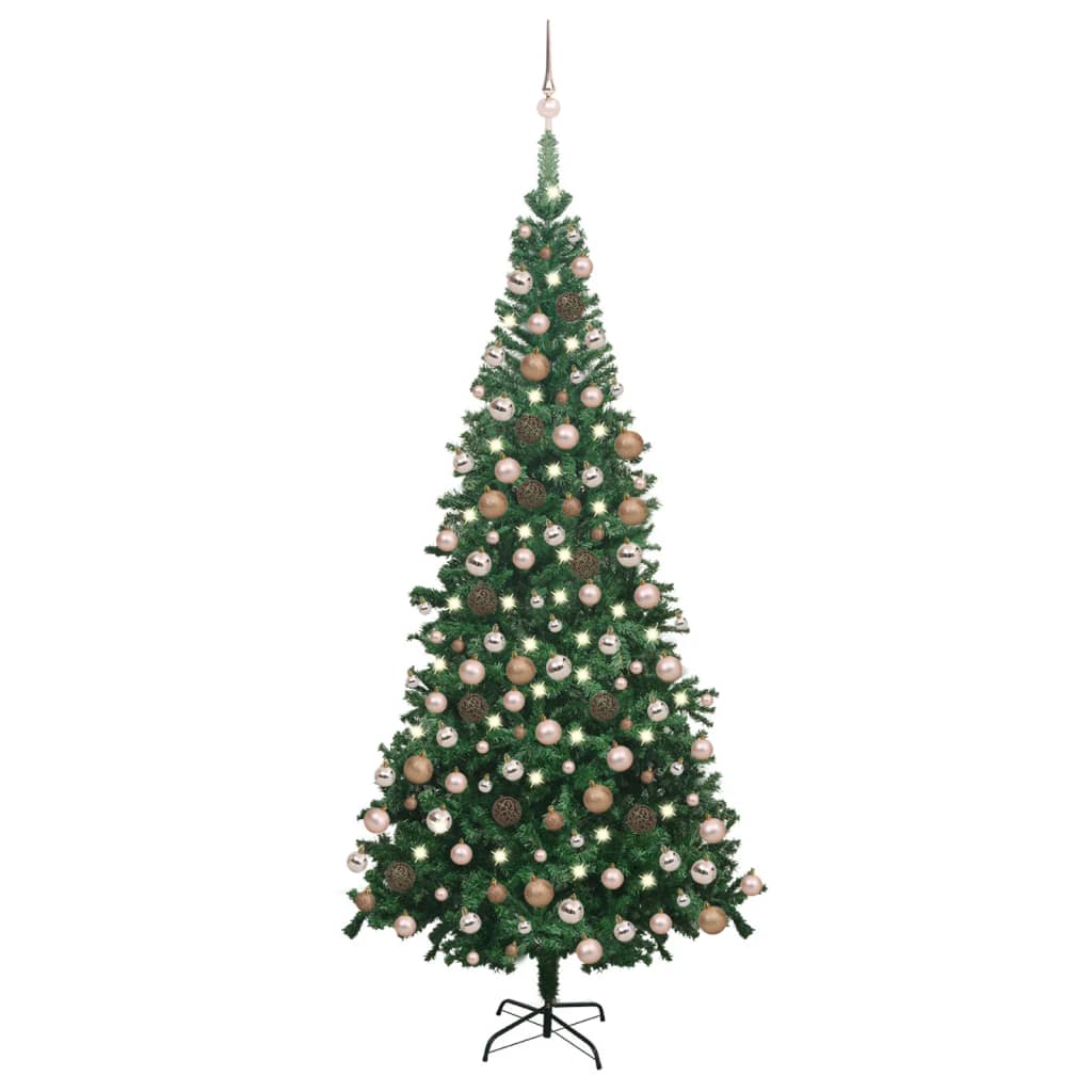 Arbre de Noël artificiel pré-éclairé et boules L 240 cm vert - Xios Store SNC