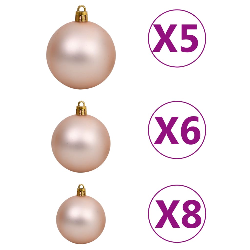 Arbre de Noël artificiel pré-éclairé et boules rose 120 cm PVC - Xios Store SNC