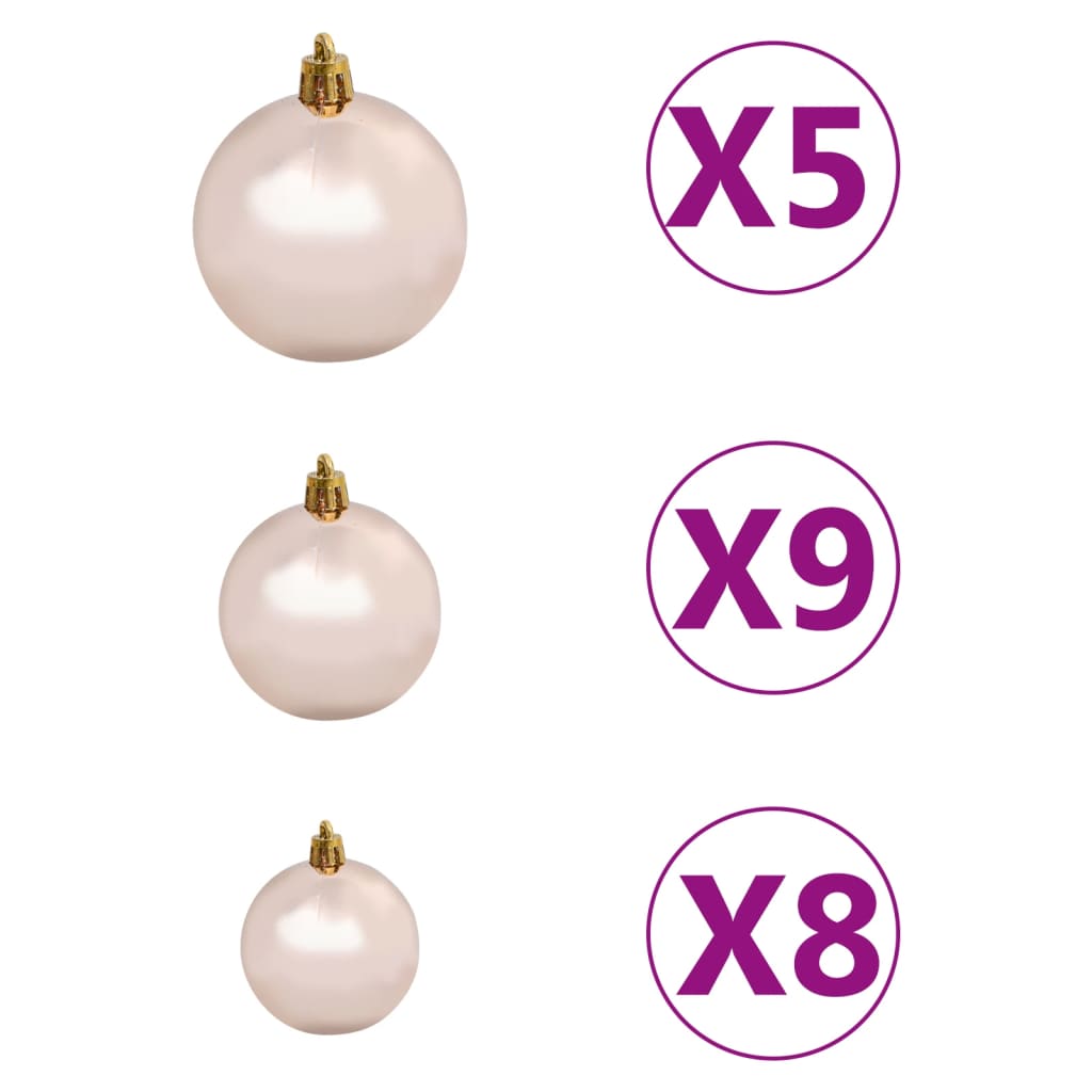 Arbre de Noël artificiel pré-éclairé et boules rose 120 cm PVC - Xios Store SNC