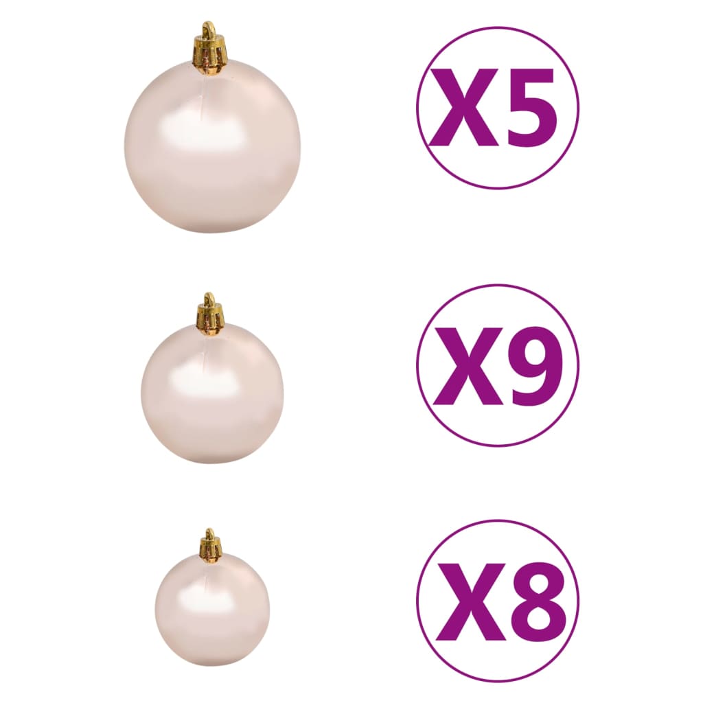 Arbre de Noël artificiel pré-éclairé et boules rose 150 cm PVC - Xios Store SNC