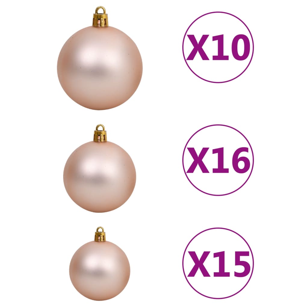 Arbre de Noël artificiel pré-éclairé et boules rose 210 cm PVC - Xios Store SNC