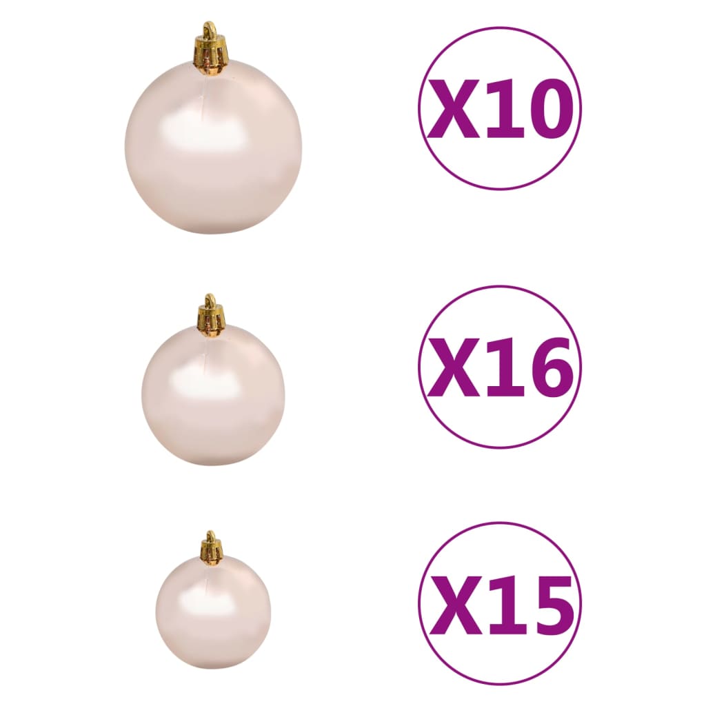 Arbre de Noël artificiel pré-éclairé et boules rose 210 cm PVC - Xios Store SNC