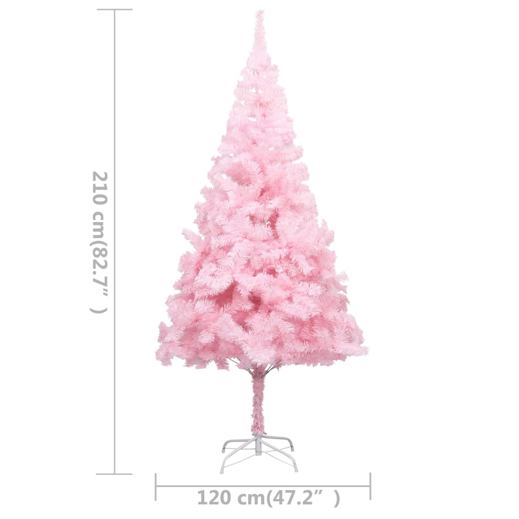 Arbre de Noël artificiel pré-éclairé et boules rose 210 cm PVC - Xios Store SNC